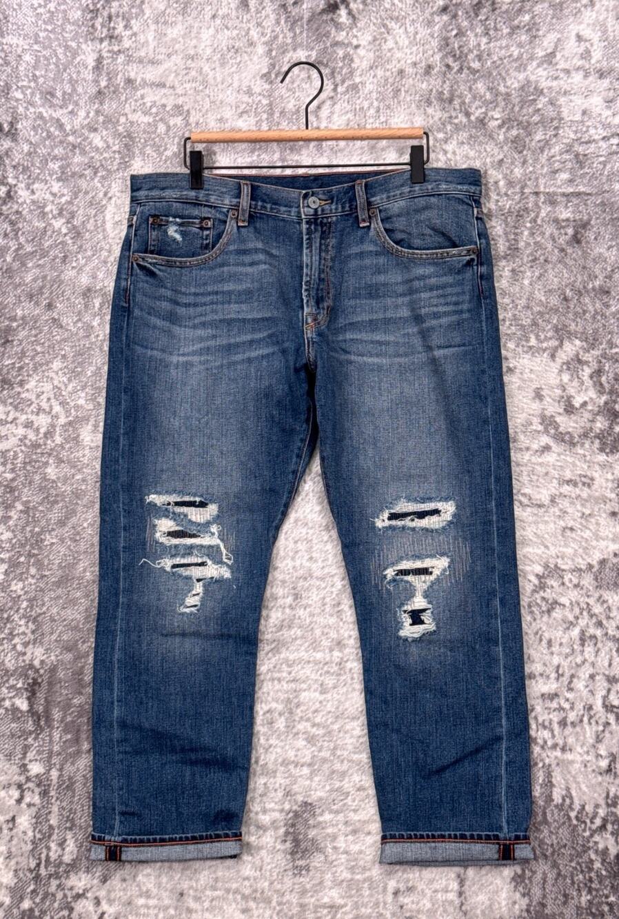Jean Shop NYC Jeans 31 Womens Ellen Boyfriend Selvedge Denim In Hobo Distressed